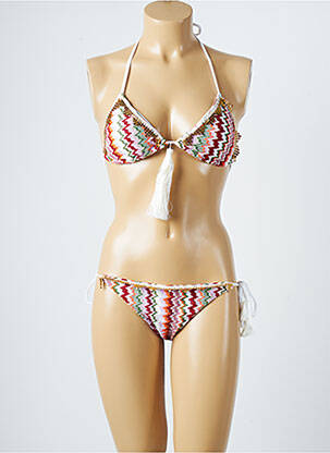 Maillot de bain 2 pièces stretch haut soutien-gorge moulé blanc PHO femme