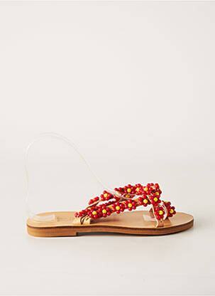 Tongs tissage satiné talon plat jusqu'à 3cm rouge ELINA LINARDAKI femme
