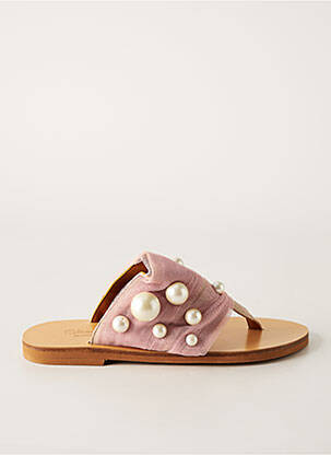 Tongs tissage satiné talon plat jusqu'à 3cm rose ELINA LINARDAKI femme