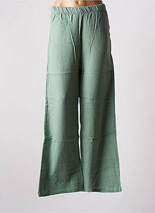 Pantalon large coupe fluide taille normale vert JENA LEE femme