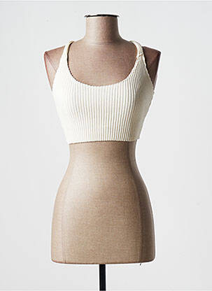 Pull stretch sans manche beige JENA LEE femme