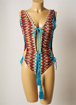 Maillot de bain 1 pièce imprimé fantaisie haut soutien-gorge moulé bleu PHO femme
