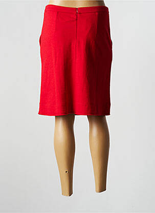 Jupe mi-longue taille à pinces rouge MAJESTIC FILATURES femme