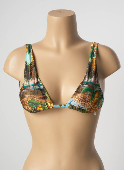 Haut de maillot de bain fermeture liens à nouer haut soutien-gorge avec mousse de rembourrage amovible vert BLUEMAN femme