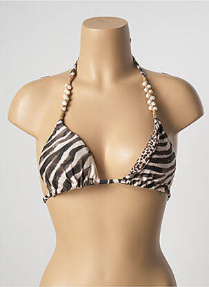 Haut de maillot de bain fermeture liens à nouer haut soutien-gorge moulé marron DESPI femme
