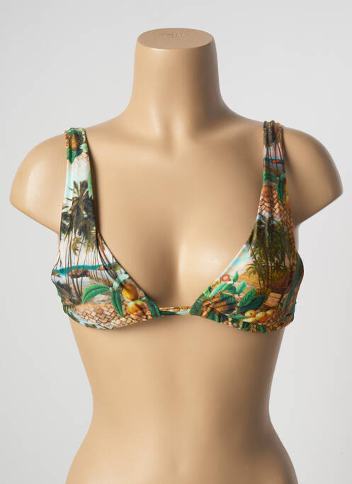 Haut de maillot de bain fermeture liens à nouer haut bandeau vert BLUEMAN femme