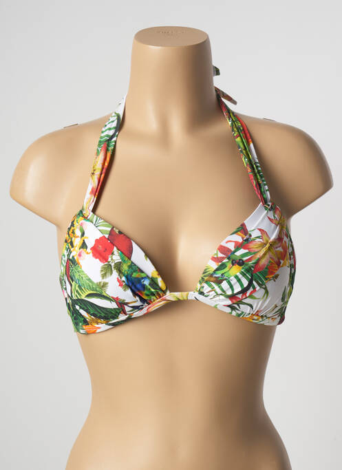 Haut de maillot de bain fermeture liens à nouer haut soutien-gorge moulé vert BLUEMAN femme