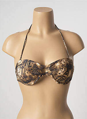 Haut de maillot de bain stretch haut soutien-gorge push-up marron MAR RIO femme