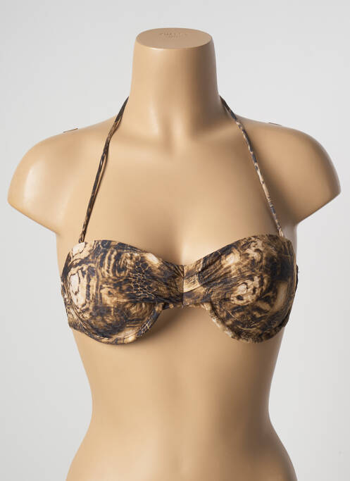 Haut de maillot de bain stretch haut soutien-gorge push-up marron MAR RIO femme