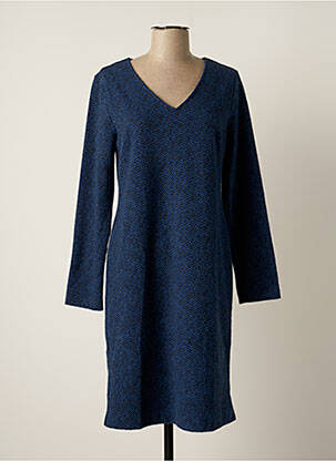 Robe mi-longue manches longues manches longues bleu LAFEYT femme