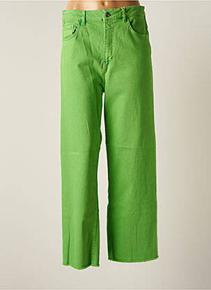 Pantalon large fermeture zippée sous rabat boutonné taille haute vert ESPRIT femme