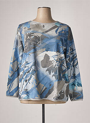 Sweat-shirt finition bords-côtes manches longues bleu HAJO femme
