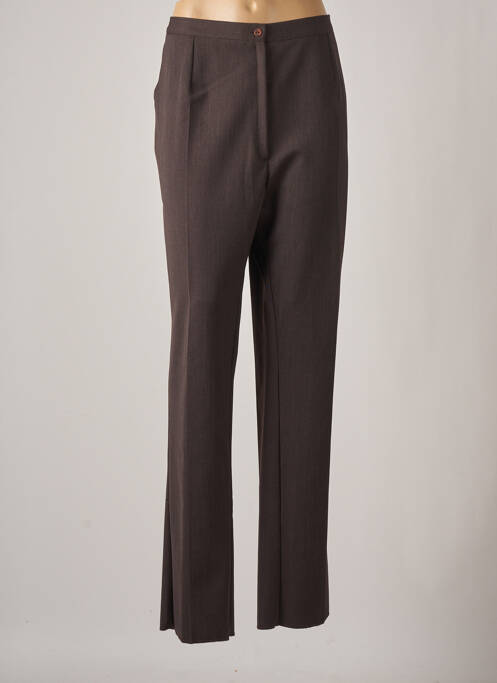 Pantalon droit fermeture zippée sous rabat boutonné taille normale marron GEVANA femme