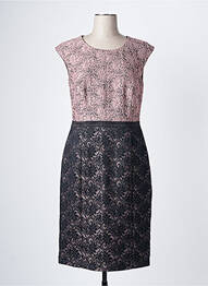 Robe mi-longue fermeture zippée au dos manches courtes rose CONCEPT K femme