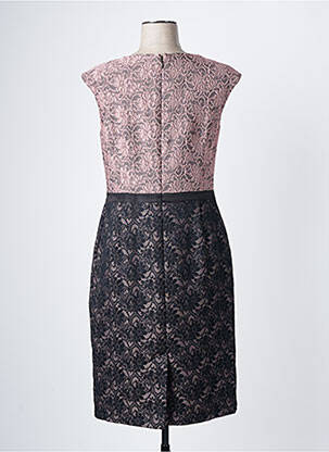 Robe mi-longue fermeture zippée au dos manches courtes rose CONCEPT K femme