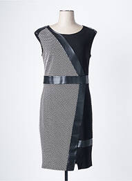 Robe mi-longue fermeture zippée au dos manches courtes noir FRANK LYMAN femme