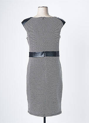 Robe mi-longue fermeture zippée au dos manches courtes noir FRANK LYMAN femme