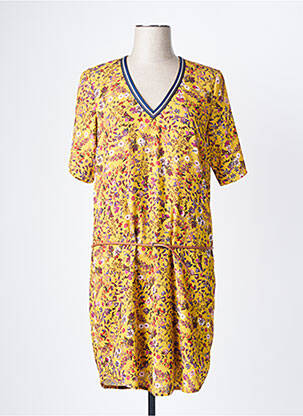 Robe courte manches courtes manches courtes jaune MAE MAHE femme
