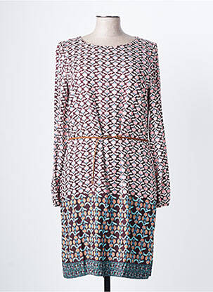 Robe mi-longue imprimé fleurs manches longues rouge ANDAMIO femme