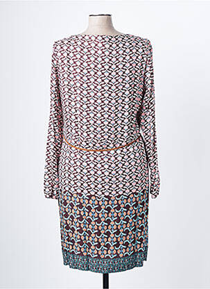 Robe mi-longue imprimé fleurs manches longues rouge ANDAMIO femme