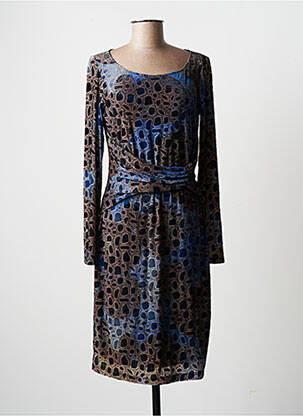 Robe mi-longue manches longues manches longues bleu EROKE femme