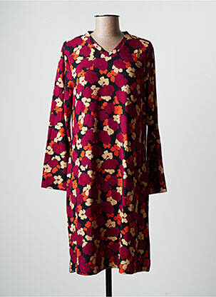 Robe mi-longue imprimé fleurs manches longues violet AGATHE & LOUISE femme