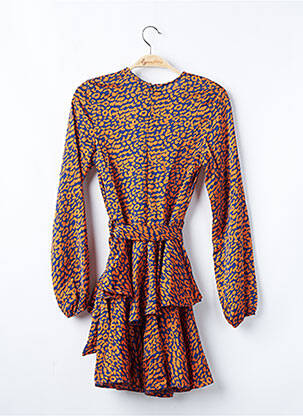 Robe courte fermeture zippée au dos manches longues orange ZACK femme