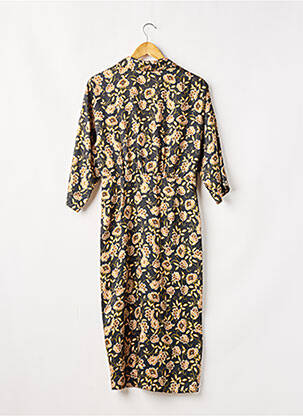 Robe mi-longue imprimé fleurs manches 3/4 noir LENNY B femme