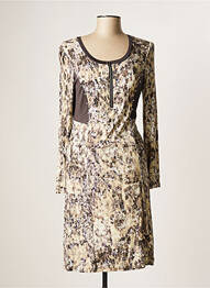 Robe mi-longue manches longues manches longues marron EVALINKA femme