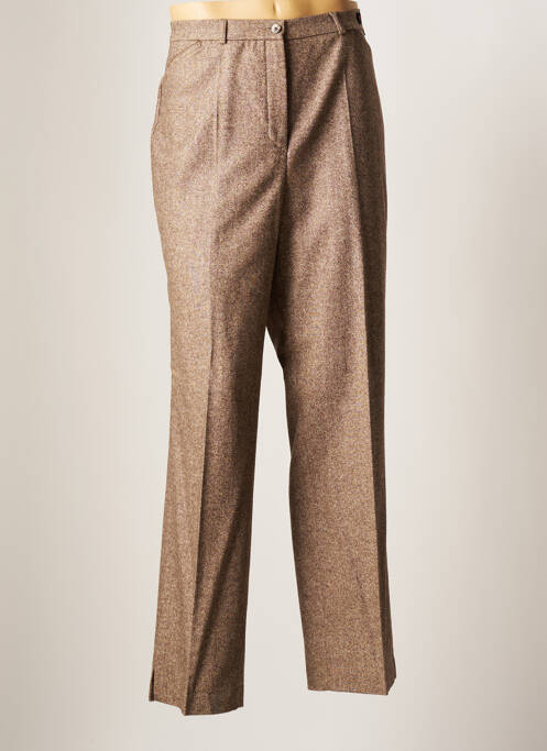 Pantalon droit fermeture zippée sous rabat boutonné taille normale marron TONI DRESS femme