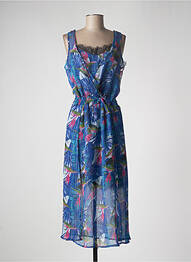 Robe longue tissage crêpe sans manche bleu KAPORAL femme