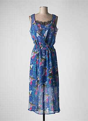Robe longue tissage crêpe sans manche bleu KAPORAL femme
