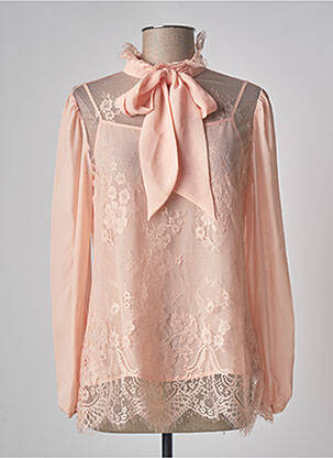 Top coupe fluide manches longues rose FRACOMINA femme