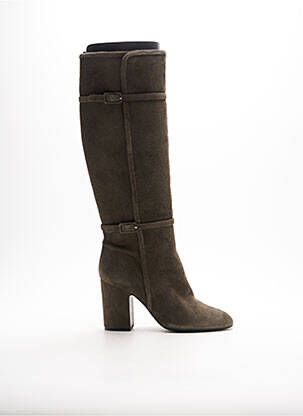 Bottes nubuck talon de 7 à 9cm vert BRUNO PREMI femme