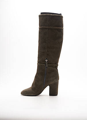 Bottes nubuck talon de 7 à 9cm vert BRUNO PREMI femme