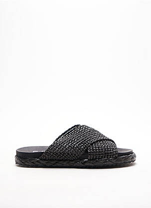 Mules/sabots tissage satiné talon plat jusqu'à 3cm noir ELUE PAR NOUS femme