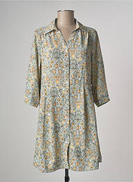 Robe mi-longue coupe fluide manches courtes bleu SARAH JOHN femme