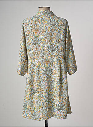 Robe mi-longue imprimé fleurs manches courtes bleu SARAH JOHN femme