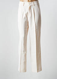 Pantalon droit tissage crêpe taille haute beige JANIS & JOHN femme
