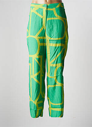 Pantalon droit fermeture zippée sous rabat boutonné taille normale vert ONLY femme