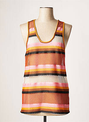 Top stretch sans manche orange VIE TA VIE femme