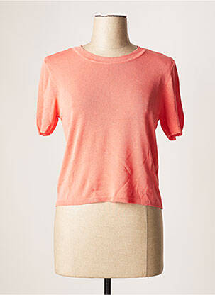 Pull finition bords-côtes manches courtes rose ONLY femme