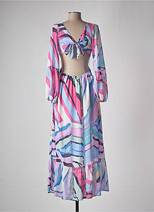 Robe longue manches longues manches longues bleu PATRICIA FORGEAL femme