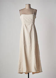 Robe mi-longue fermeture zippée au dos fines bretelles beige JANE WOOD femme