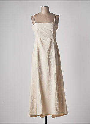 Robe mi-longue coupe évasée fines bretelles beige JANE WOOD femme