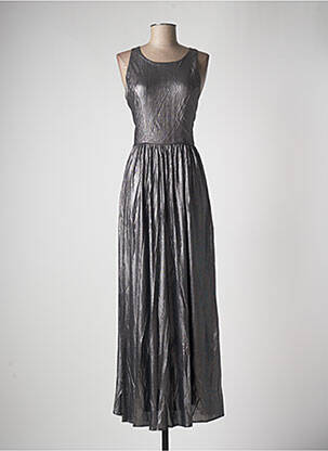 Robe longue coupe évasée sans manche gris LAURE + MAX femme