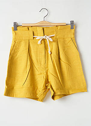 Short fermeture zippée sous rabat avec crochet taille haute jaune LAURE + MAX femme