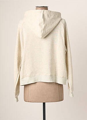Sweat-shirt à capuche stretch manches longues beige LAURE + MAX femme
