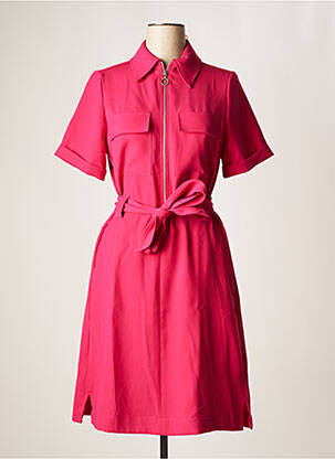 Robe mi-longue tissage crêpe manches courtes rose MOS MOSH femme