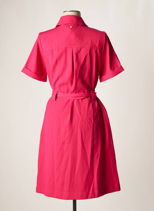 Robe mi-longue tissage crêpe manches courtes rose MOS MOSH femme